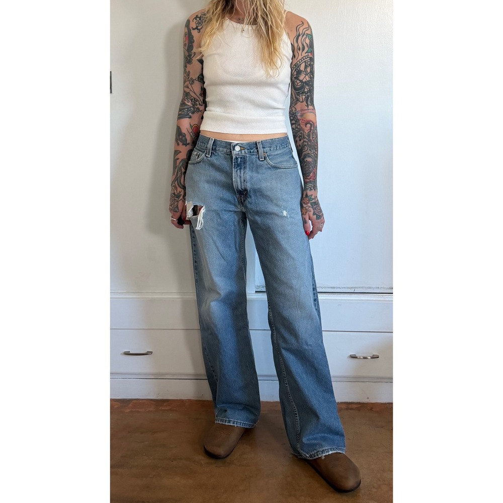 Vintage Levis 529 Mens Jeans 34x32 Light Wash Distressed Baggy Straight Leg - Picture 3 of 7